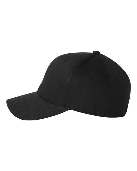 Flexfit Fitted curved bill hat with custom leather patch