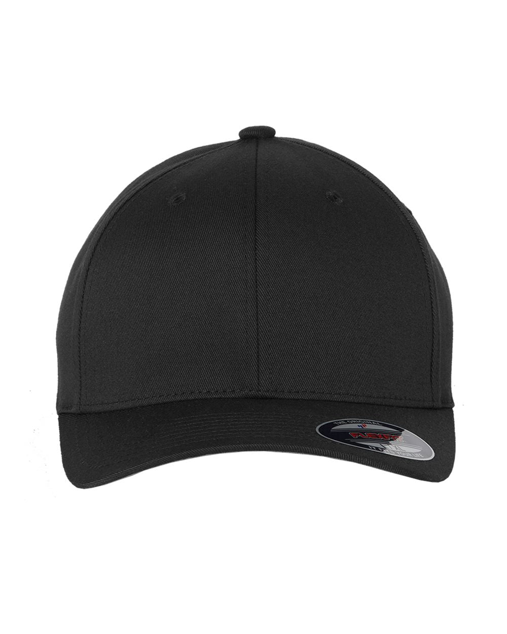 Flexfit Fitted curved bill hat with custom leather patch